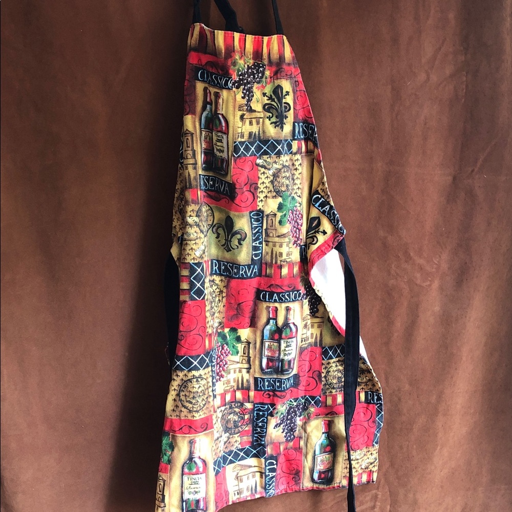 Classic Red and Gold Wine-Print Apron